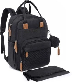 Luiertas Rugzak - Incl. Buggy / Kinderwagen Haken En Verschoningsmat - Complete Set - Zwart Van Zedar