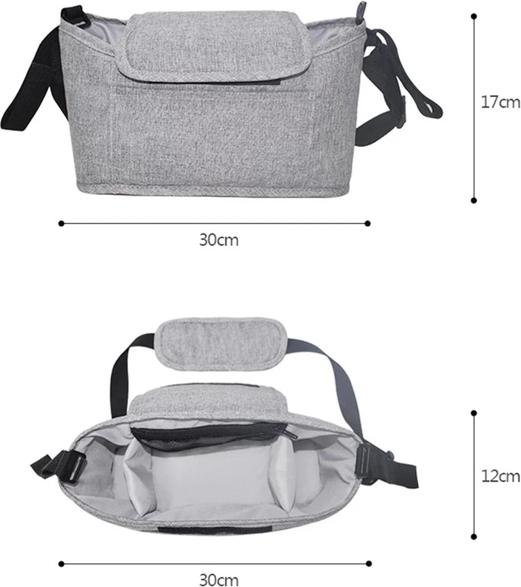 3 In 1 Kinderwagen Tas Universele Wandelwagen | Luiertas Draagtas Reistas Met Fles En Bekerhouder | - Zwart 10 3 In 1 Kinderwagen Tas Universele Wandelwagen | Luiertas Draagtas Reistas Met Fles En Bekerhouder | - Zwart - Afbeelding 10