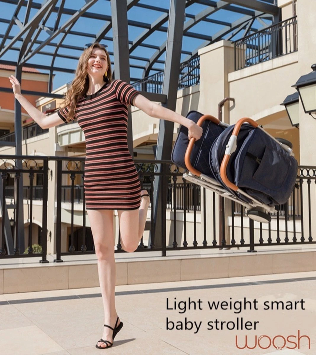 WOOSH New Buggy - Zwart - One Hand Folding - 3 Slaapstanden - Wandelwagen Tot 25 Kg - Regenhoes - Bekerhouder - Muggennet 4 WOOSH New Buggy - Zwart - One Hand Folding - 3 Slaapstanden - Wandelwagen Tot 25 Kg - Regenhoes - Bekerhouder - Muggennet - Afbeelding 4