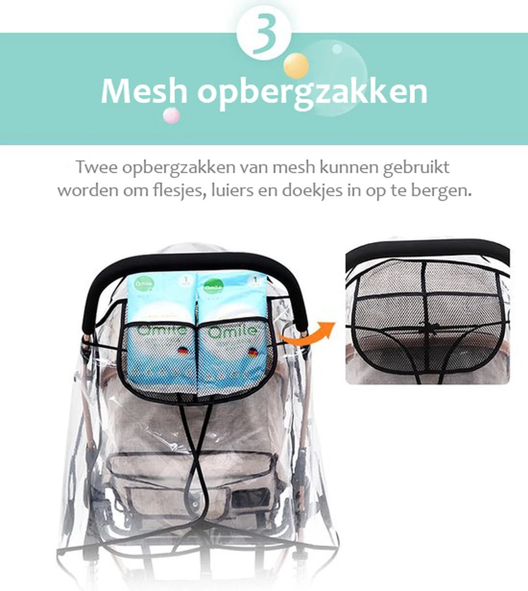 Achilles Universele Regenhoes Kinderwagen (2023 Model)– Buggy Hoes Universeel – Tegen Regen & Miezer 4 Achilles Universele Regenhoes Kinderwagen (2023 Model)– Buggy Hoes Universeel – Tegen Regen & Miezer - Afbeelding 4