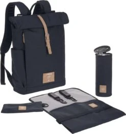 LÄSSIG Luiertas Rolltop Backpack Rugzak Incl Verschoningsmatje - Nacht Blauw -Baby Kinderwagen Serie Winkel 1126x1200