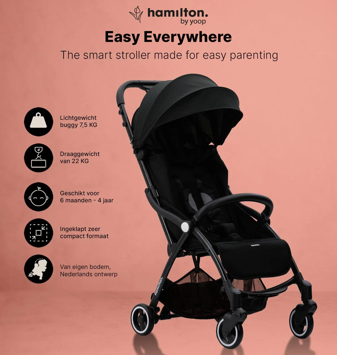 Hamilton By Yoop S1 Plus Buggy Met Monteerbare Premium Wieg – Nieuwer En Hoger 2023 Model - Stroller Met One Hand Folding Technologie – Zwart/Antraciet - Licht, Verstelbaar, Wendbaar - Geschikt Van 0 Maanden Tot 4 Jaar 18 Hamilton By Yoop S1 Plus Buggy Met Monteerbare Premium Wieg – Nieuwer En Hoger 2023 Model - Stroller Met One Hand Folding Technologie – Zwart/Antraciet - Licht, Verstelbaar, Wendbaar - Geschikt Van 0 Maanden Tot 4 Jaar - Afbeelding 18