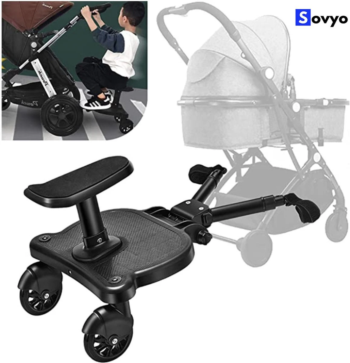 Merkloos Meerijdplankje Universeel Buggy/Kinderwagen - Kinderwagen Accessoire Met Afneembaar Zitje Van Hoogwaardige Kwaliteit - Verstelbaar Meerijdplankje 1 Merkloos Meerijdplankje Universeel Buggy/Kinderwagen - Kinderwagen Accessoire Met Afneembaar Zitje Van Hoogwaardige Kwaliteit - Verstelbaar Meerijdplankje