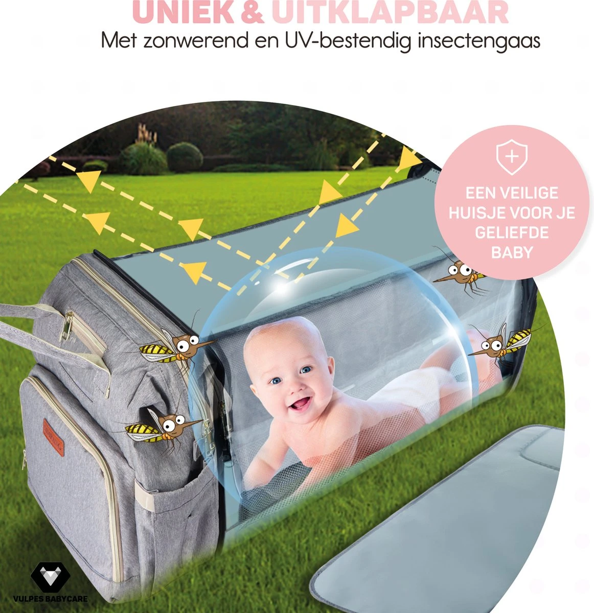 Vulpes BabyCare® Luiertas Rugzak - Luiertassen Met Babybed - Grote Luiertas Met Wieg- Luiertas Verzorgingstas Met Babybedje - Verzorgingsrugzak - Grijs 4 Vulpes BabyCare® Luiertas Rugzak - Luiertassen Met Babybed - Grote Luiertas Met Wieg- Luiertas Verzorgingstas Met Babybedje - Verzorgingsrugzak - Grijs - Afbeelding 4