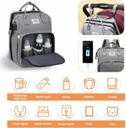 Product Plaza - Luier- En Verzorgingstas - Baby Rug Tas Met Bed - Reis Rugzak - Grote Capaciteit - Jongens En Meisjes - Grijs - Luier Tas - Verzorgingstas Baby - Uitschuifbaar Verschoon/ Slaap Bedje – Multifunctionele Rugzak 0-1 Jaar – -Baby Kinderwagen Serie Winkel 1183x1200 2