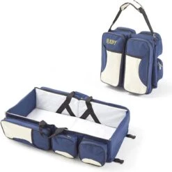 Merkloos Decopatent® Baby Bed - Luiertas - Reisbedje Voor Baby’s En Kleuters - Opvouwbare Reiswieg - Reisbed Met Matras - Reistas - Blauw -Baby Kinderwagen Serie Winkel 1198x1200