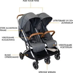 Deryan Luxe Rolo X2 Dubbele Buggy - Duo Buggy - Grijs -Baby Kinderwagen Serie Winkel 1199x1200 3