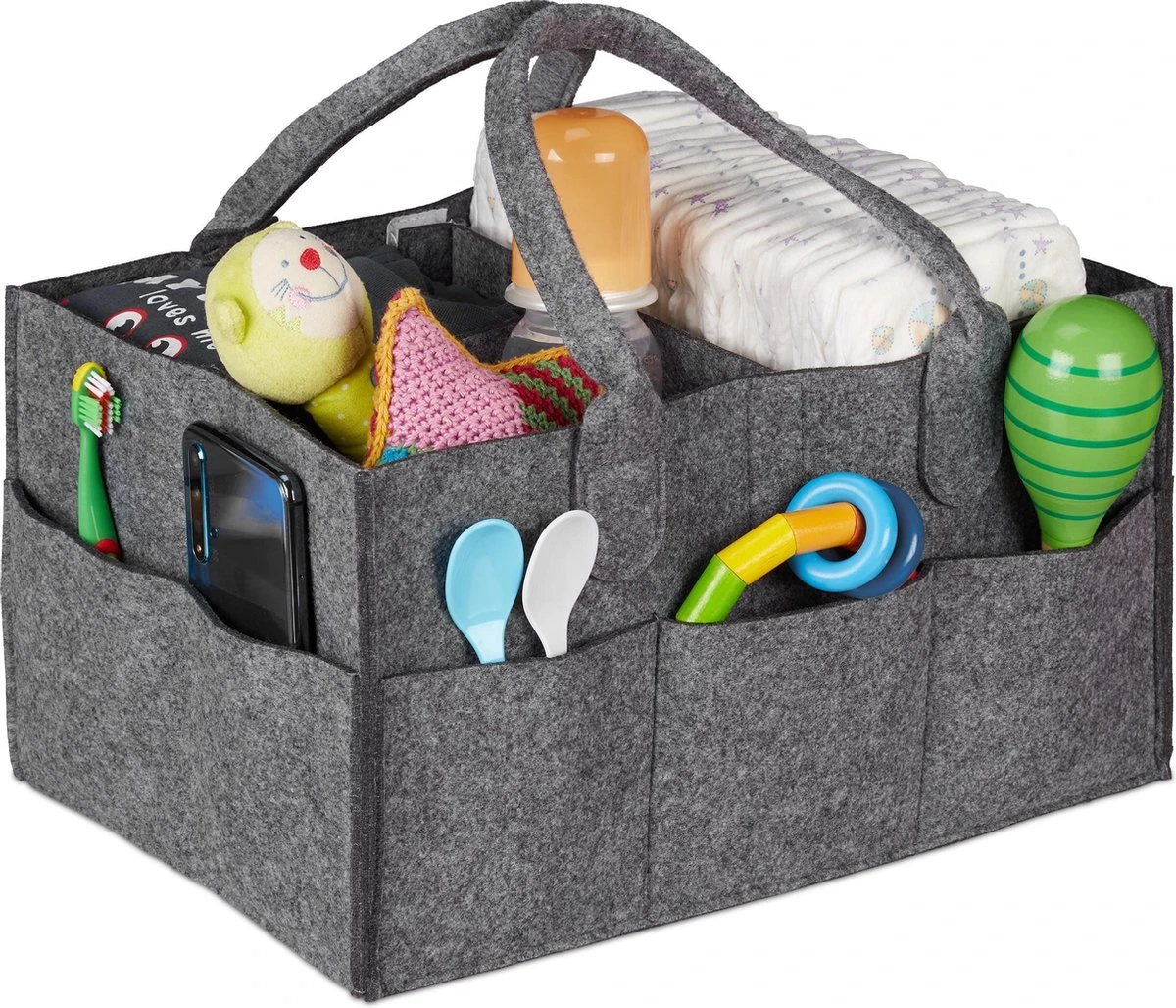 Relaxdays Luiertas Baby - Verzorgingstas Vilt - Organizer Luiers - Uitneembare Schotjes - Lichtgrijs 2 Relaxdays Luiertas Baby - Verzorgingstas Vilt - Organizer Luiers - Uitneembare Schotjes - Lichtgrijs - Afbeelding 2