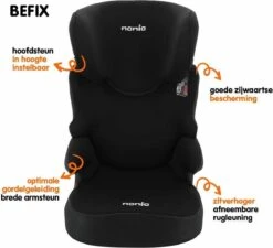 Nania - Autostoel Befix - Eco Zwart (15 Tot 36 Kg) - Zwart -Baby Kinderwagen Serie Winkel 1200x1093