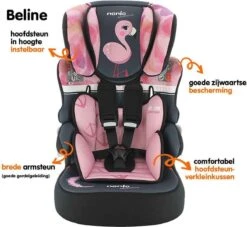 Nania - Autostoel BELINE Animals - Groep 1/2/3 - Meegroeistoel - Van 9 Tot 36 Kg - FLAMINGO -Baby Kinderwagen Serie Winkel 1200x1103