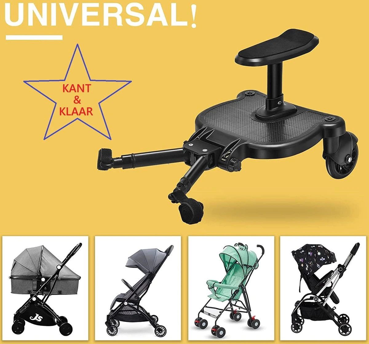 Merkloos Meerijdplankje - Kinderwagen - Buggy - KANT EN KLAAR - Al In Elkaar Gezet! - Met Zitje Voor Uw Kind - Zwart 1 Merkloos Meerijdplankje - Kinderwagen - Buggy - KANT EN KLAAR - Al In Elkaar Gezet! - Met Zitje Voor Uw Kind - Zwart