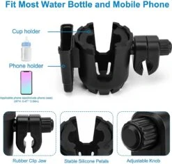 BOTC 2 In 1 Bekerhouders & Telefoonhouder - Cup Organizer Voor Kinderwagen, Fiets, Rolstoel, Walker - Zwart -Baby Kinderwagen Serie Winkel 1200x1146 1