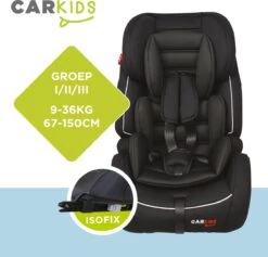 Carkids Verstelbaar Kinderautostoeltje Zwart En Wit | Kinderautostoel Groep 1-2-3 Met Isofix En Top Tether Connector | Kinderen Van 9 Maanden -12 Jaar | 9-36 Kg -Baby Kinderwagen Serie Winkel 1200x1150 2