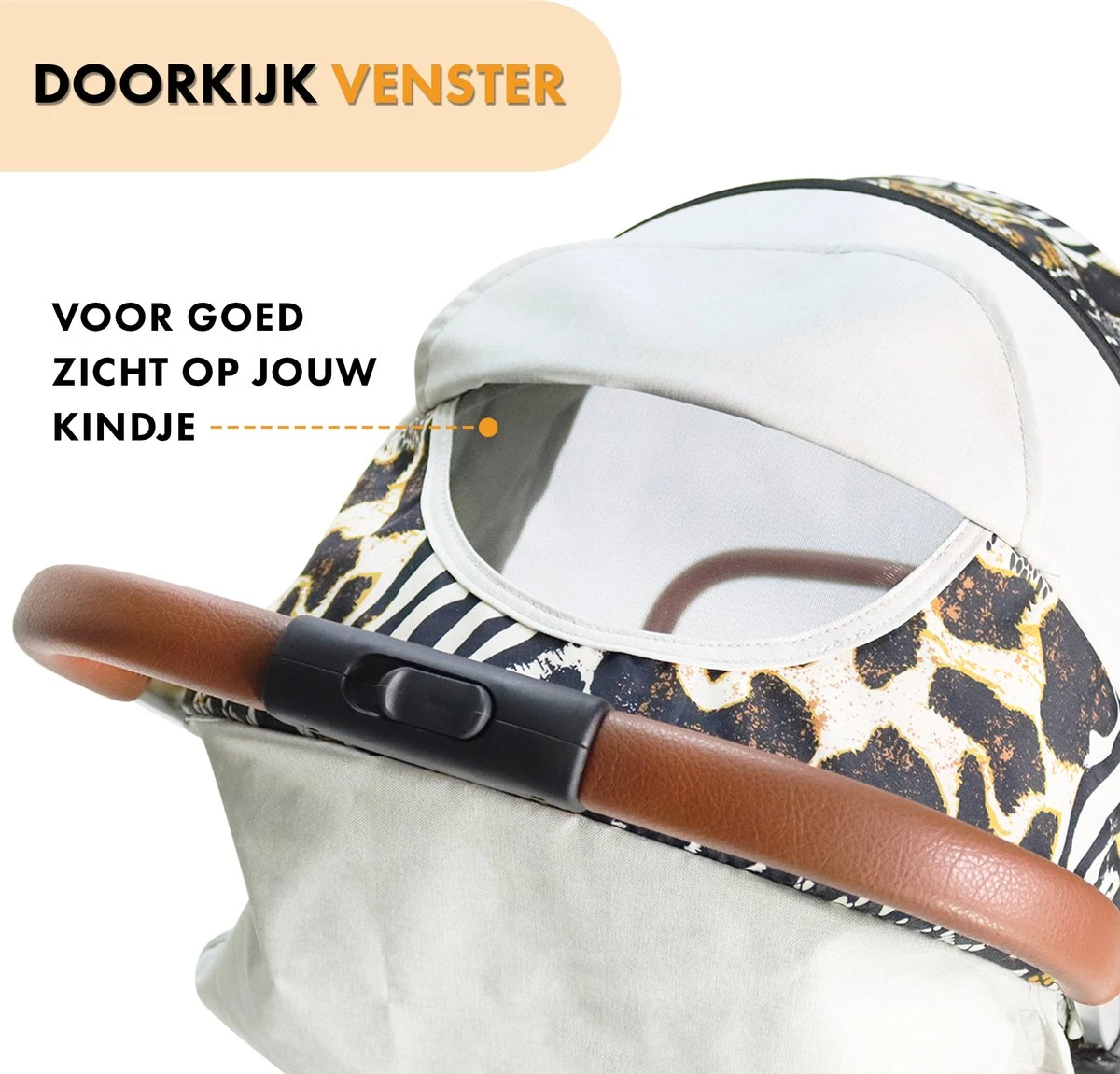Deryan Luxe Rolo Luxe Lichtgewicht Buggy - Zoo Creme 10 Deryan Luxe Rolo Luxe Lichtgewicht Buggy - Zoo Creme - Afbeelding 10