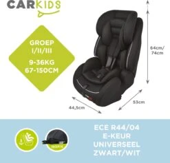 Carkids Verstelbaar Kinderautostoeltje Zwart En Wit | Kinderautostoel Groep 1-2-3 Met Isofix En Top Tether Connector | Kinderen Van 9 Maanden -12 Jaar | 9-36 Kg -Baby Kinderwagen Serie Winkel 1200x1150