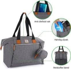 Brisby Slijtvaste Luiertas - Verzorgingstas Groot - Grijs - Inclusief Verschoonmatje - Isoleervakken - Fopspeen Houder - Makkelijk Te Bevestigen Aan De Kinderwagen -Baby Kinderwagen Serie Winkel 1200x1165 1