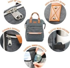 Periwinkle - Luiertassen - Waterproof Baby Verzorgingstas - Baby Rugzak - Luiertas - Verzorgingstas - Linnen - Bordeaux -Baby Kinderwagen Serie Winkel 1200x1173