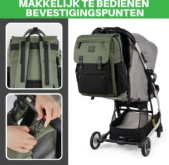 Brisby Slijtvaste Luiertas – Verzorgingstas - Two Tone Groen En Zwart - Inclusief Verschoonmatje - Isoleervakken - Met Geïntegreerde Kinderwagen Haken -Baby Kinderwagen Serie Winkel 1200x1174 2