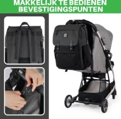 Brisby Slijtvaste Luiertas – Verzorgingstas - Two Tone Zwart En Donkergrijs - Inclusief Verschoonmatje - Isoleervakken - Met Geïntegreerde Kinderwagen Haken -Baby Kinderwagen Serie Winkel 1200x1174 3