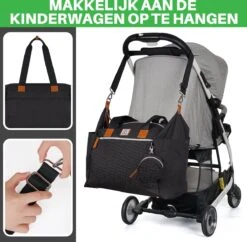 Brisby Slijtvaste Luiertas - Verzorgingstas Groot -Zwart - Inclusief Verschoonmatje - Isoleervakken - Fopspeen Houder - Makkelijk Te Bevestigen Aan De Kinderwagen -Baby Kinderwagen Serie Winkel 1200x1174 4