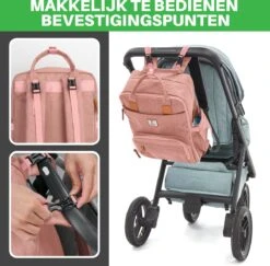 Brisby Slijtvaste Luiertas – Verzorgingstas – Met Buggymontage - Roze -Baby Kinderwagen Serie Winkel 1200x1181 3