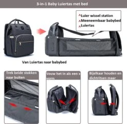 Luiertas - Multifuctioneel Luiertas 3 In 1 - Met Babybedje - Met Verschoningsmatje - Grijs - Met Usb - Met Verdikt Matras -Baby Kinderwagen Serie Winkel 1200x1182 1