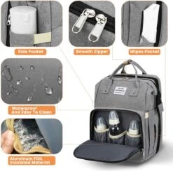 Product Plaza - Luier- En Verzorgingstas - Baby Rug Tas Met Bed - Reis Rugzak - Grote Capaciteit - Jongens En Meisjes - Grijs - Luier Tas - Verzorgingstas Baby - Uitschuifbaar Verschoon/ Slaap Bedje – Multifunctionele Rugzak 0-1 Jaar – -Baby Kinderwagen Serie Winkel 1200x1188 1