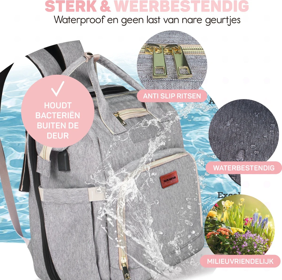 Vulpes BabyCare® Luiertas Rugzak - Luiertassen Met Babybed - Grote Luiertas Met Wieg- Luiertas Verzorgingstas Met Babybedje - Verzorgingsrugzak - Grijs 12 Vulpes BabyCare® Luiertas Rugzak - Luiertassen Met Babybed - Grote Luiertas Met Wieg- Luiertas Verzorgingstas Met Babybedje - Verzorgingsrugzak - Grijs - Afbeelding 12