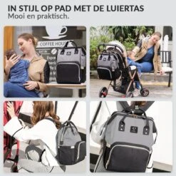 Buxibo Luier- En Verzorgingstas Inclusief USB Oplaadstation - Baby Rug Tas Met Isoleervak - Diaper Backpack Bag - Reis Rugzak - Grote Capaciteit - 23.8L - Zwart -Baby Kinderwagen Serie Winkel 1200x1200 141
