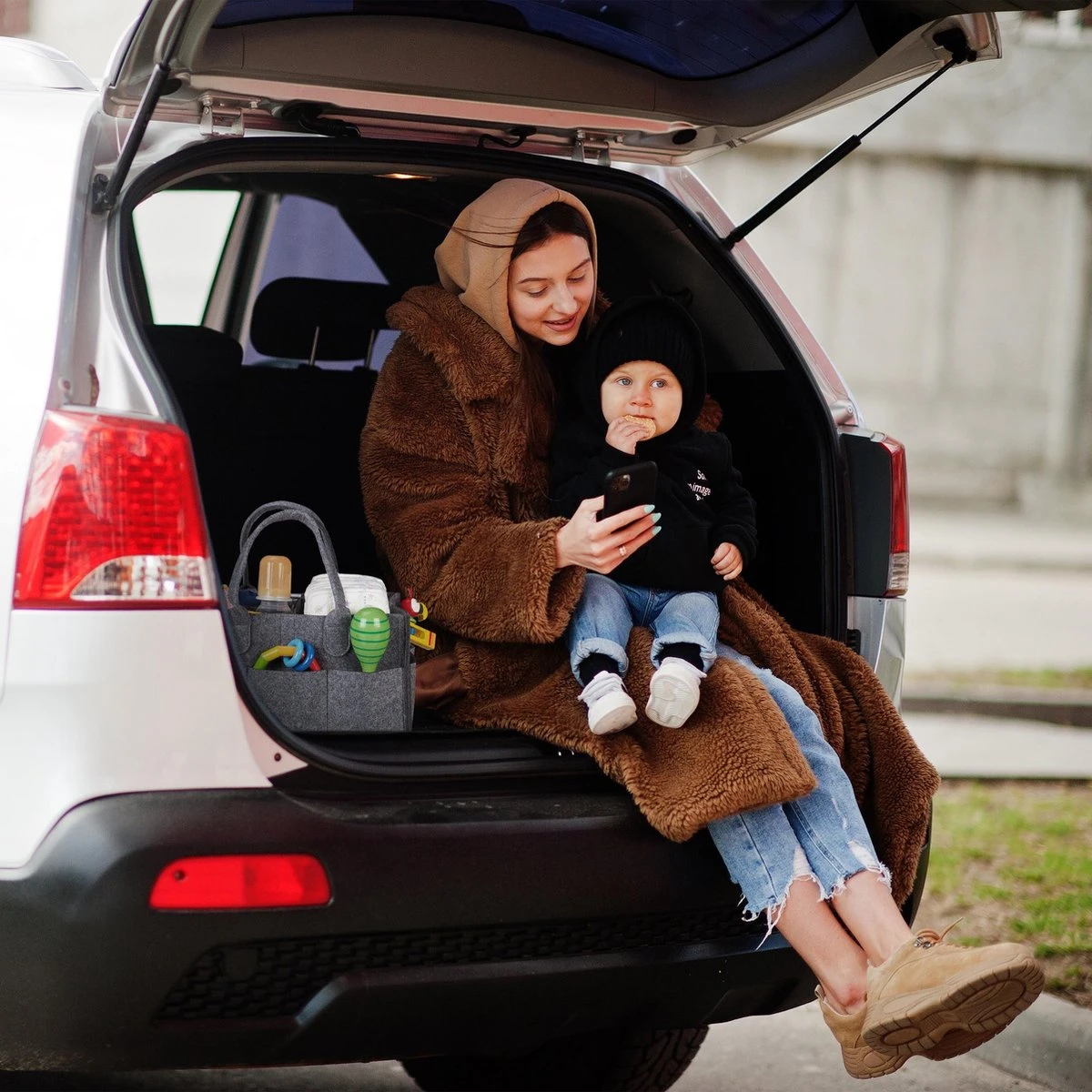 Relaxdays Luiertas Baby - Verzorgingstas Vilt - Organizer Luiers - Uitneembare Schotjes - Lichtgrijs 6 Relaxdays Luiertas Baby - Verzorgingstas Vilt - Organizer Luiers - Uitneembare Schotjes - Lichtgrijs - Afbeelding 6