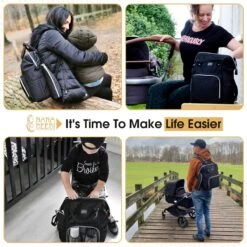 NanaBeebi Luiertas Rugzak Met Verschoonmatje - Zwart - Inclusief Flessenwarmhouder - Kinderwagenhaken En Isoleervak -Baby Kinderwagen Serie Winkel 1200x1200 170