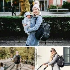 NanaBeebi Luiertas Rugzak Met Verschoonmatje - Zwart - Inclusief Flessenwarmhouder - Kinderwagenhaken En Isoleervak -Baby Kinderwagen Serie Winkel 1200x1200 172