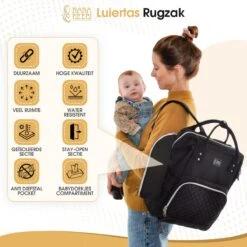 NanaBeebi Luiertas Rugzak Met Verschoonmatje - Zwart - Inclusief Flessenwarmhouder - Kinderwagenhaken En Isoleervak -Baby Kinderwagen Serie Winkel 1200x1200 174