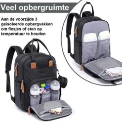 Luiertas Rugzak - Incl. Buggy / Kinderwagen Haken En Verschoningsmat - Complete Set - Zwart Van Zedar -Baby Kinderwagen Serie Winkel 1200x1200 214