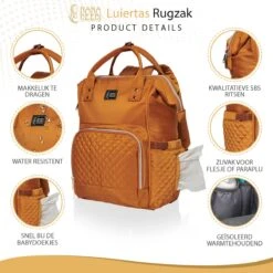 NanaBeebi Luiertas Rugzak Met Verschoonmatje - Cognac - Inclusief Flessenwarmhouder - Kinderwagenhaken En Isoleervak -Baby Kinderwagen Serie Winkel 1200x1200 256