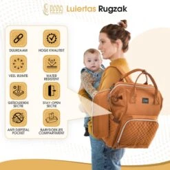 NanaBeebi Luiertas Rugzak Met Verschoonmatje - Cognac - Inclusief Flessenwarmhouder - Kinderwagenhaken En Isoleervak -Baby Kinderwagen Serie Winkel 1200x1200 262