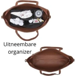 Snoozzz Luiertas Luxe Verzorgingstas – Inclusief Uitneembare Tas Organizer Met Thermovak, Stroller Hooks En Verschoningsmatje - Cognac -Baby Kinderwagen Serie Winkel 1200x1200 356