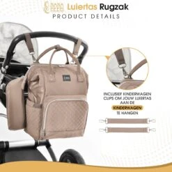 NanaBeebi Luiertas Rugzak Met Verschoonmatje - Beige Taupe - Inclusief Flessenwarmhouder - Kinderwagenhaken En Isoleervak -Baby Kinderwagen Serie Winkel 1200x1200 364
