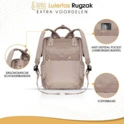 NanaBeebi Luiertas Rugzak Met Verschoonmatje - Beige Taupe - Inclusief Flessenwarmhouder - Kinderwagenhaken En Isoleervak -Baby Kinderwagen Serie Winkel 1200x1200 366