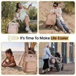 NanaBeebi Luiertas Rugzak Met Verschoonmatje - Beige Taupe - Inclusief Flessenwarmhouder - Kinderwagenhaken En Isoleervak -Baby Kinderwagen Serie Winkel 1200x1200 367