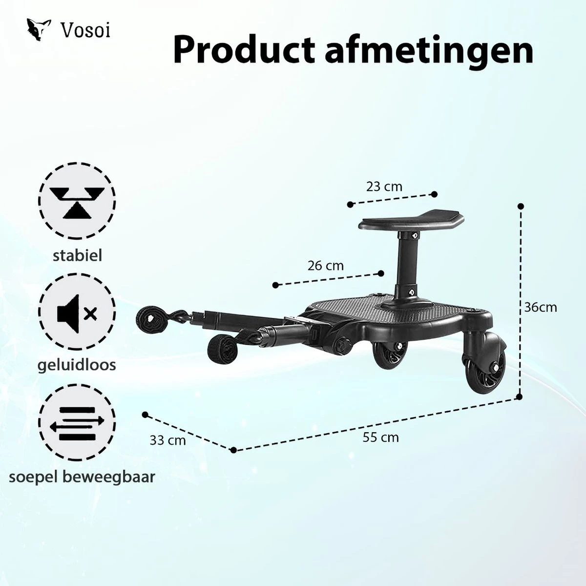 Vosoi - Meerijdplankje - Kinderwagen - Buggy's - Onderweg - Universeel - Verstelbaar - Zitje - Onderweg - 2 Wielen - Kinderwagen Accessoires 5 Vosoi - Meerijdplankje - Kinderwagen - Buggy's - Onderweg - Universeel - Verstelbaar - Zitje - Onderweg - 2 Wielen - Kinderwagen Accessoires - Afbeelding 5
