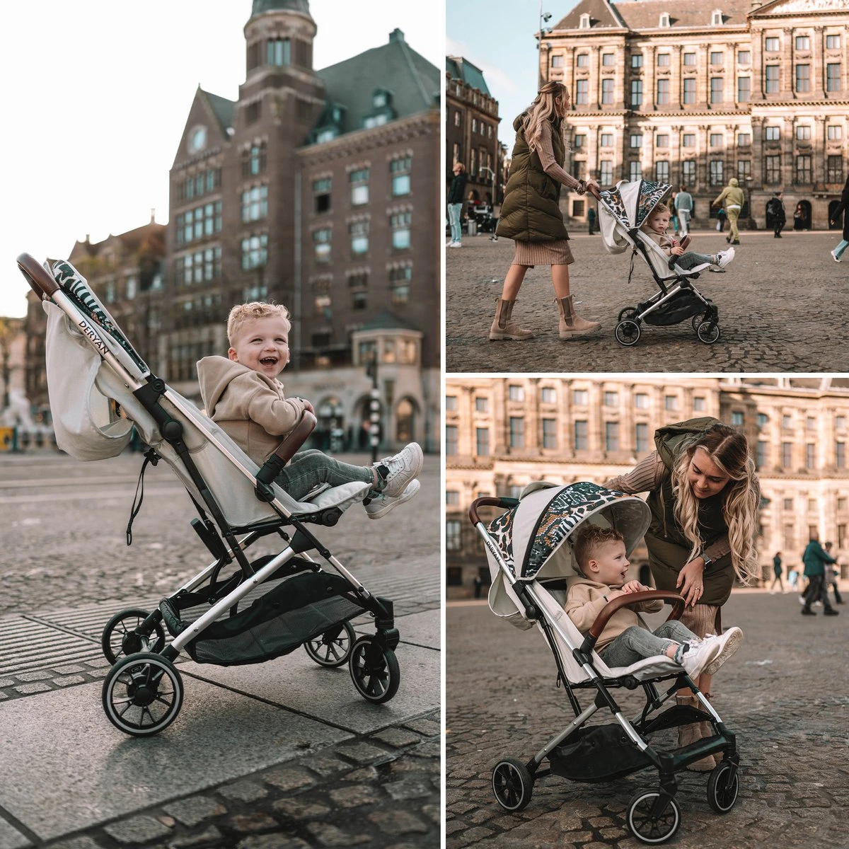 Deryan Luxe Rolo Luxe Lichtgewicht Buggy - Zoo Creme 2 Deryan Luxe Rolo Luxe Lichtgewicht Buggy - Zoo Creme - Afbeelding 2