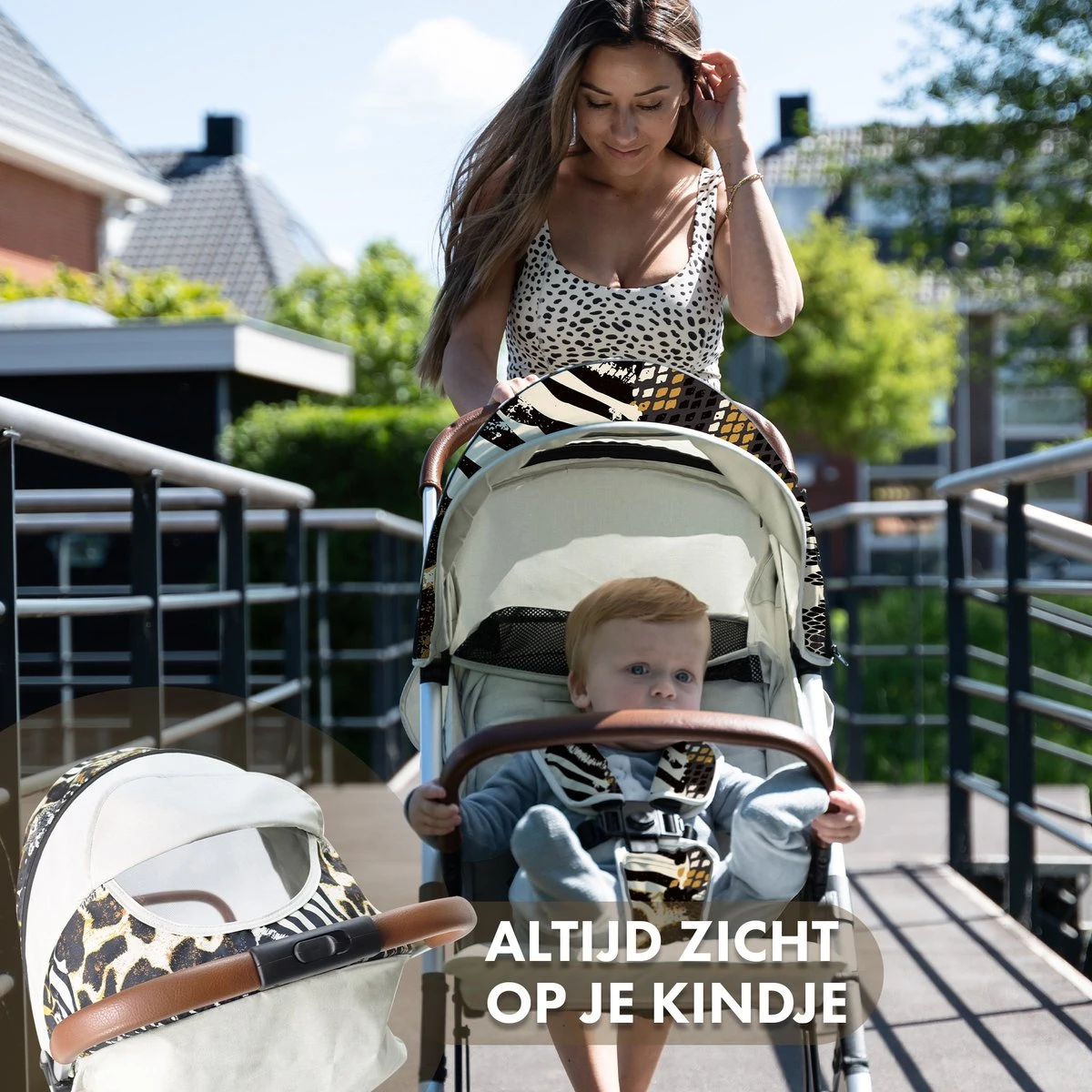 Deryan Luxe Rolo Luxe Lichtgewicht Buggy - Zoo Creme 5 Deryan Luxe Rolo Luxe Lichtgewicht Buggy - Zoo Creme - Afbeelding 5
