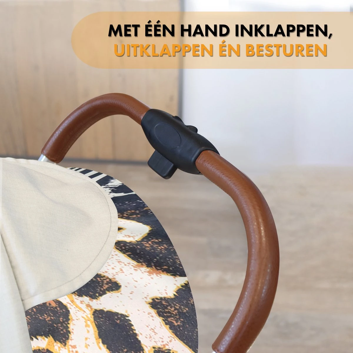 Deryan Luxe Rolo Luxe Lichtgewicht Buggy - Zoo Creme 14 Deryan Luxe Rolo Luxe Lichtgewicht Buggy - Zoo Creme - Afbeelding 14