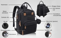 Luiertas Rugzak - Incl. Buggy / Kinderwagen Haken En Verschoningsmat - Complete Set - Zwart Van Zedar -Baby Kinderwagen Serie Winkel 1200x758