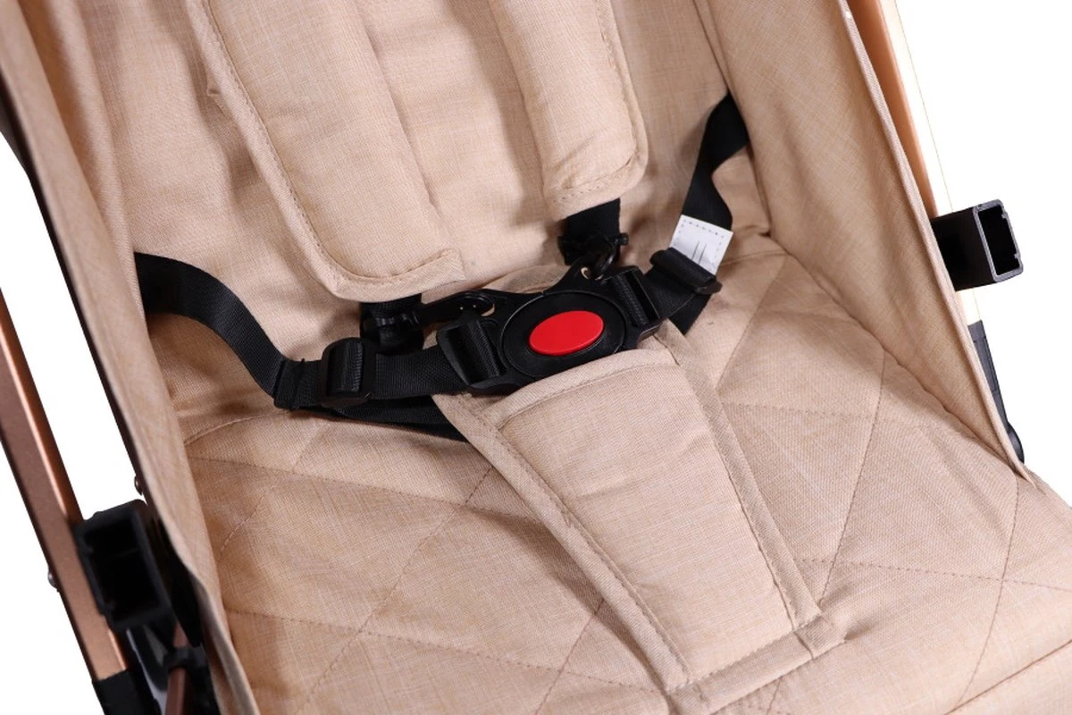 Ding Vivo Wandelwagen - Beige/Rose - Inklapbare Buggy - Inclusief Boodschappenmandje En Zonnekap 4 Ding Vivo Wandelwagen - Beige/Rose - Inklapbare Buggy - Inclusief Boodschappenmandje En Zonnekap - Afbeelding 4