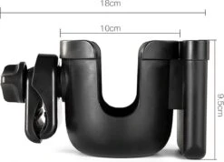 Merkloos Allernieuwste Universele Bekerhouder PLUS Telefoonhouder Voor Kinderwagen, Buggy En Fiets - Kinderwagen Accessoires - Combi 2-in-1 - ZWART -Baby Kinderwagen Serie Winkel 1200x866