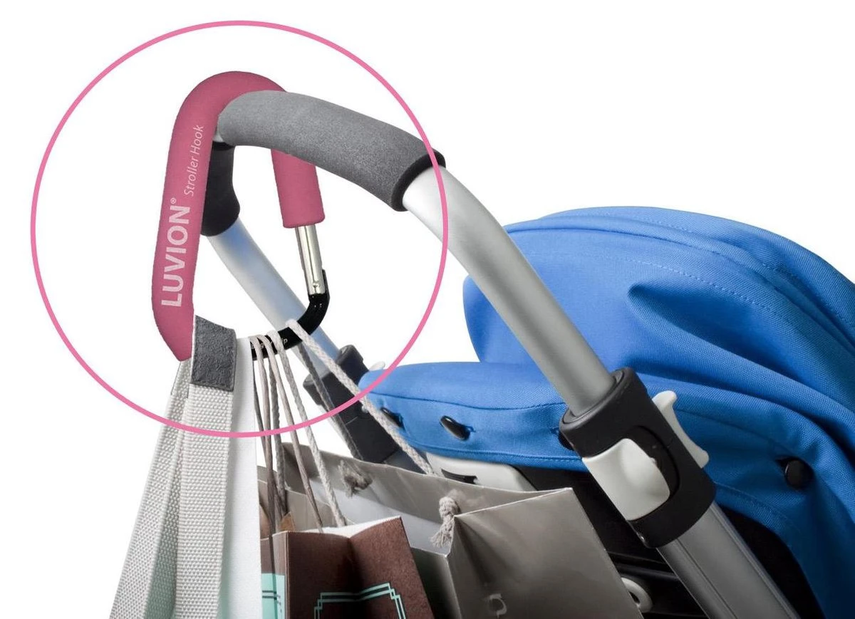 Luvion Buggy Haak / Kinderwagen Tassenhaak - Roze 3 Luvion Buggy Haak / Kinderwagen Tassenhaak - Roze - Afbeelding 3