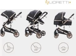 Merkloos Lioretti® Luxe Baby Buggy 3 In 1 | Baby Wagen | Kinderwagen Met Stoel En Wieg | Inklapbaar | Hoge Kwaliteit | Combi | Zwart -Baby Kinderwagen Serie Winkel 1200x877 1