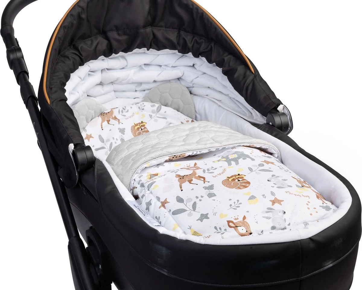 Kinderwagen Bekledingset Kussen + Deken BOS Beige Gray 1 Kinderwagen Bekledingset Kussen + Deken BOS Beige Gray
